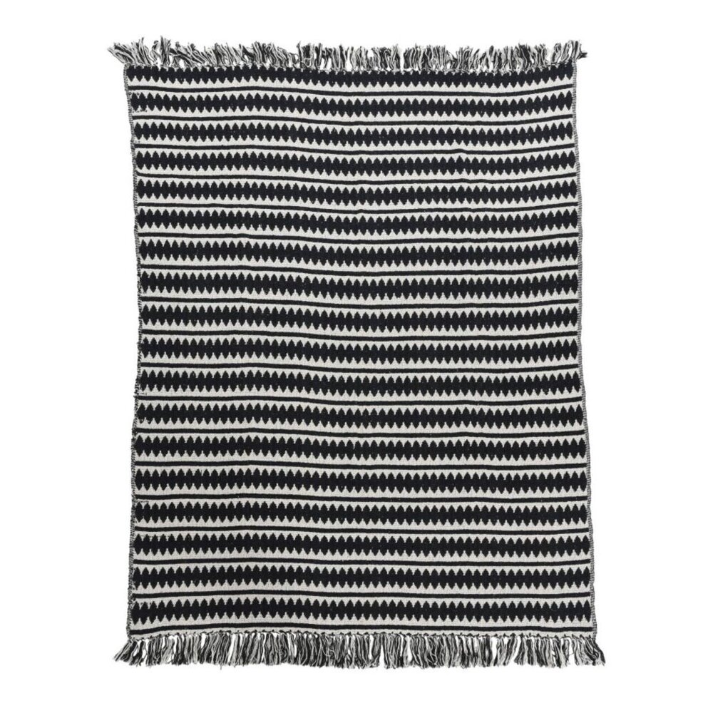 Creative Co-Op Striped Cotton Throw Blanket with Fringe/NWT